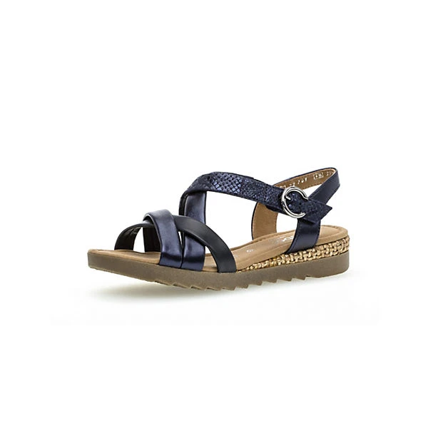 Gabor Comfort Riemchensandalen Materialmix Leder Blau Riemchensandaletten - Blau 3 Gabor Comfort Riemchensandalen Materialmix Leder Blau Riemchensandaletten - Blau