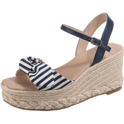 Aldo Macrama Keilsandaletten - Blau/weiß