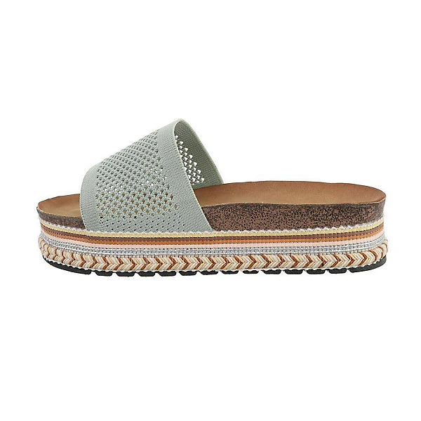 Plateausandaletten , Flach, Perforiert, Offene Ferse 3 Plateausandaletten , Flach, Perforiert, Offene Ferse