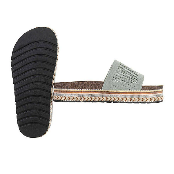 Plateausandaletten , Flach, Perforiert, Offene Ferse 4 Plateausandaletten , Flach, Perforiert, Offene Ferse – Bild 2