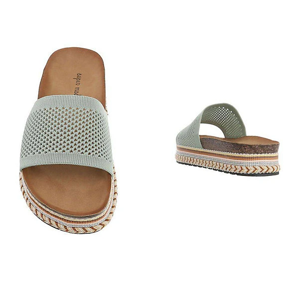 Plateausandaletten , Flach, Perforiert, Offene Ferse 5 Plateausandaletten , Flach, Perforiert, Offene Ferse – Bild 3