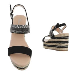 Plateausandaletten Schnalle, Keilabsatz/Wedge, Strass - Schwarz 7 Plateausandaletten Schnalle, Keilabsatz/Wedge, Strass - Schwarz -Trend Shoe Verkauf 29248345 03