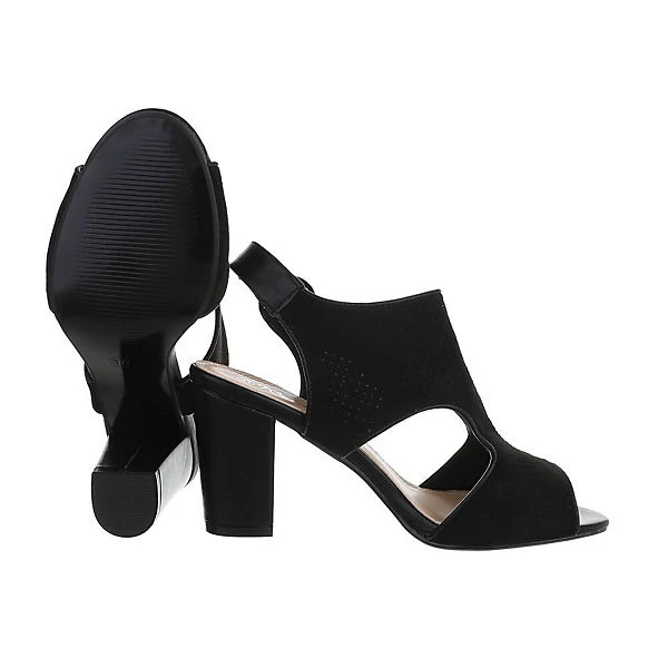 Sandalen & Sandaletten Schnalle, Blockabsatz, Riemen, Perforiert - Schwarz 4 Sandalen & Sandaletten Schnalle, Blockabsatz, Riemen, Perforiert - Schwarz – Bild 2